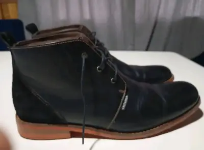 Botines de cuero negros para hombre - miniatura 1
