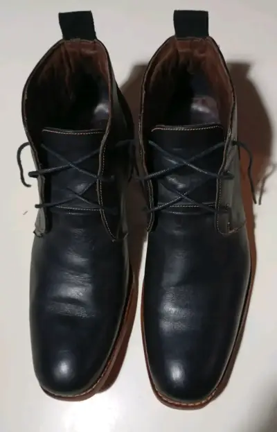 Botines de cuero negros para hombre - miniatura 2