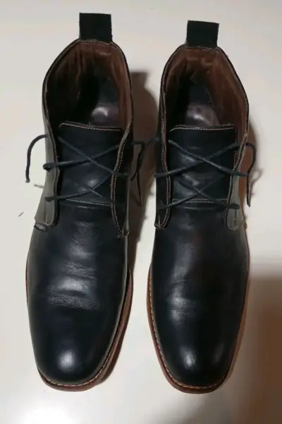 Botines de cuero negros para hombre - miniatura 6
