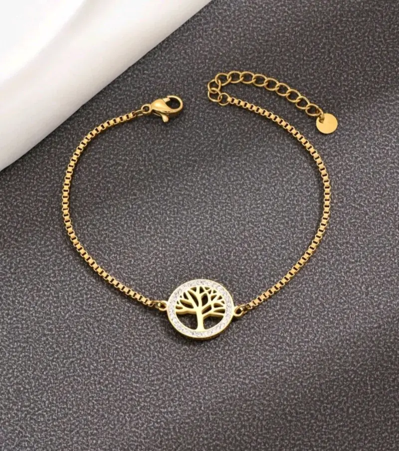 Pulsera dorada con árbol de la vida - 1