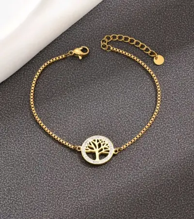 Pulsera dorada con árbol de la vida - miniatura 1