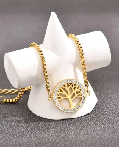 Pulsera dorada con árbol de la vida - miniatura 2