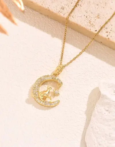 Collar de luna y estrella en oro 18k - miniatura 2