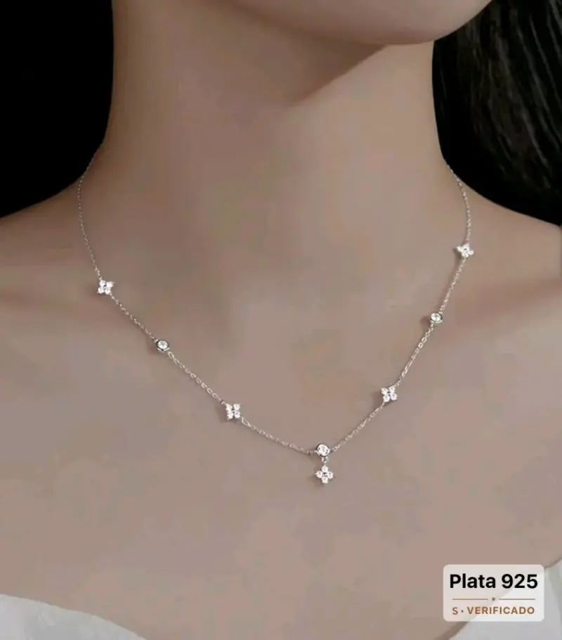 Collar de plata 925 con dijes de mariposa - 1