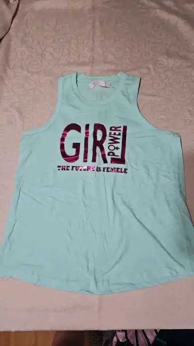 Polera sin mangas 'Girl Power' celeste - miniatura 1
