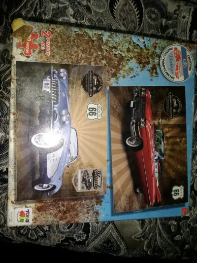 Set de 2 puzzles Route 66 autos clásicos - miniatura 1