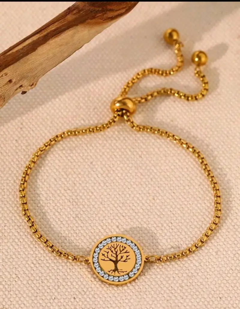 Pulsera dorada con árbol de la vida - 1