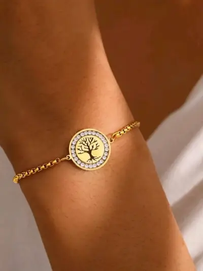 Pulsera dorada con árbol de la vida - miniatura 2
