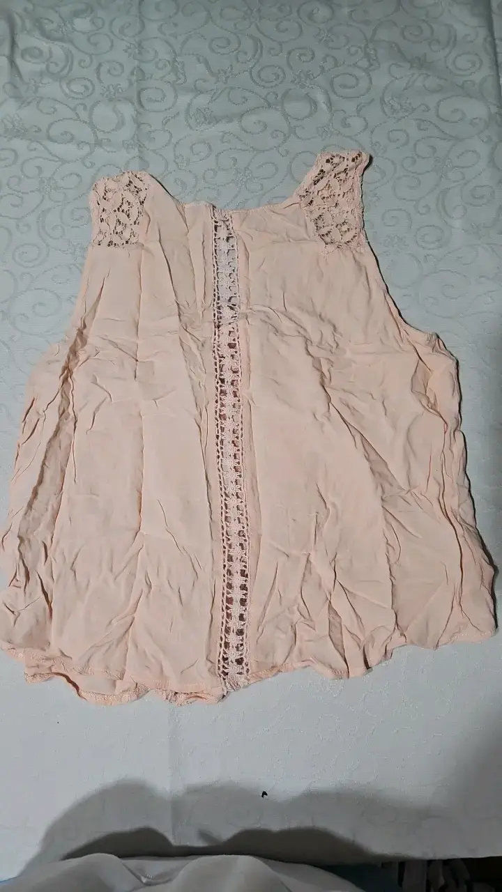 Blusa sin mangas de encaje beige - 2