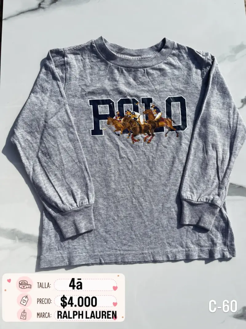 Polera manga larga Polo Ralph Lauren gris - 1