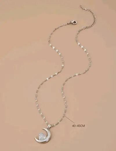 Collar de plata con colgante de luna y corazón - miniatura 2