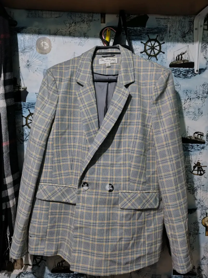 Blazer a cuadros gris para mujer