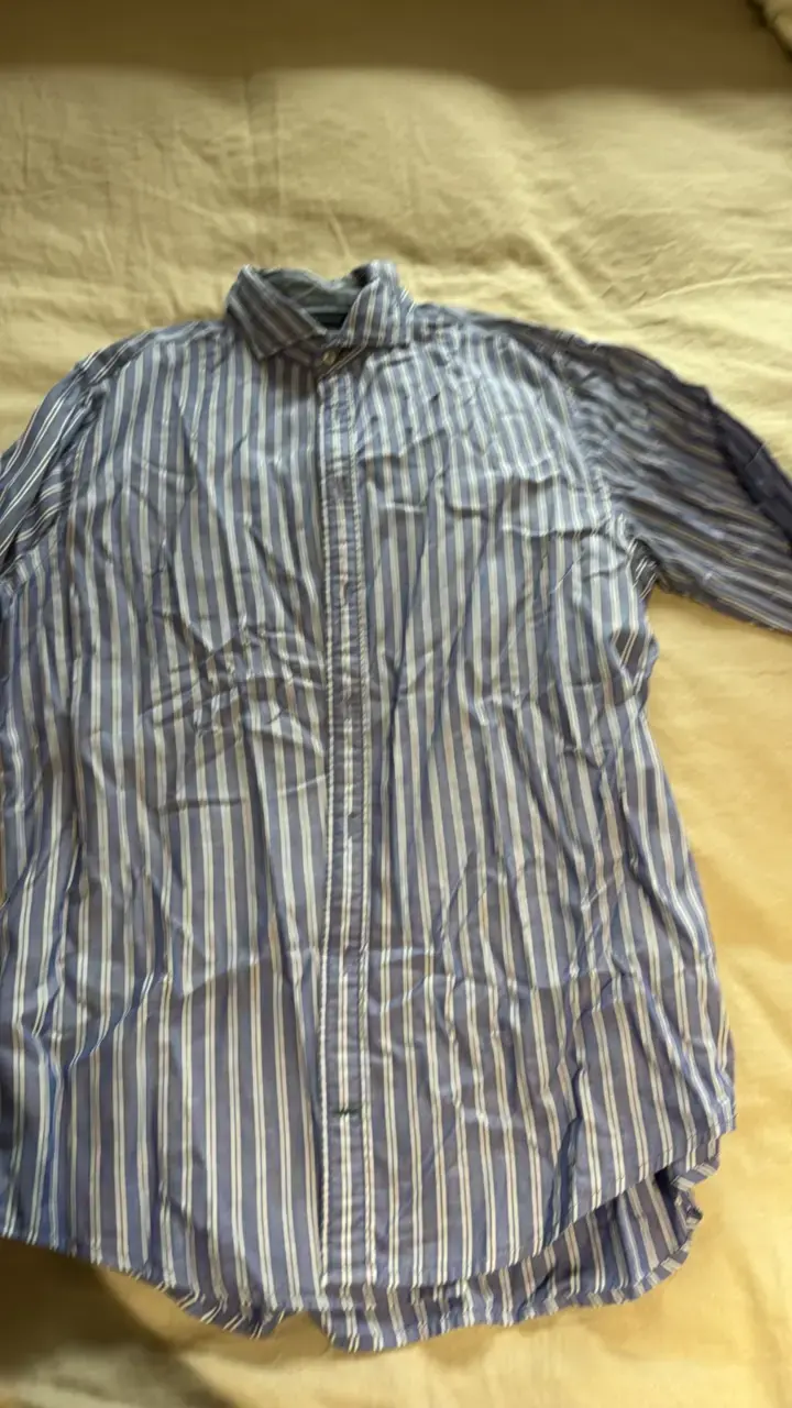 Camisa de rayas azul y blanca para hombre - 1