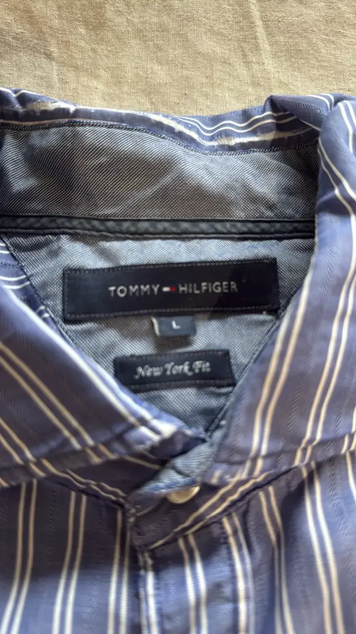 Camisa de rayas azul y blanca para hombre - 2