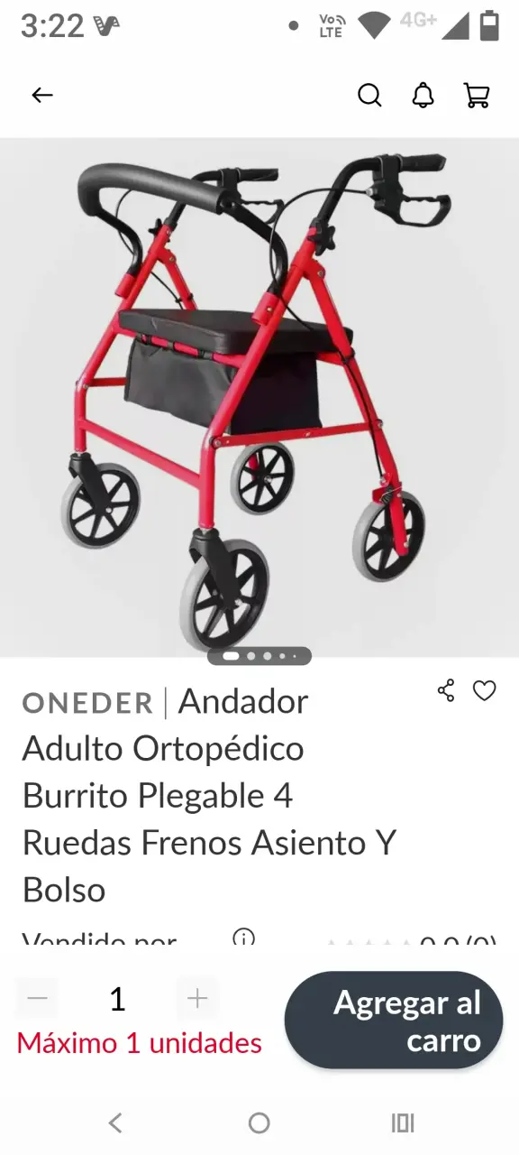 Andador ortopédico plegable con asiento y frenos - 1