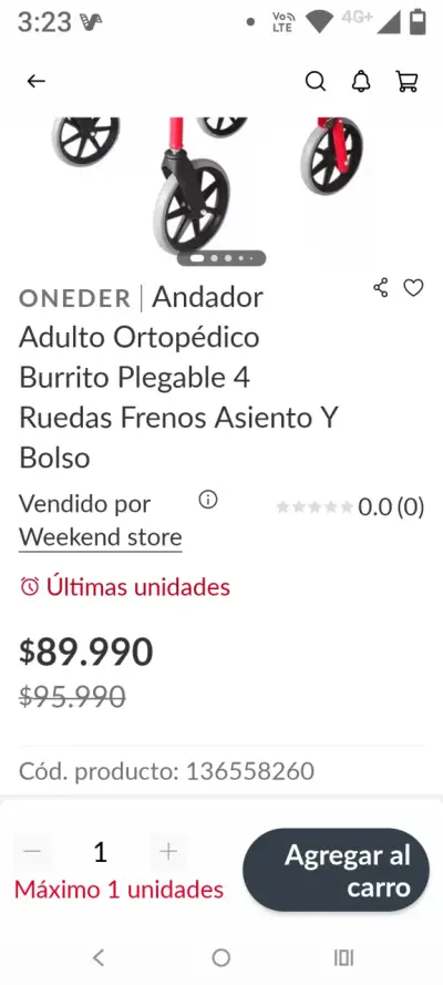 Andador ortopédico plegable con asiento y frenos - miniatura 2
