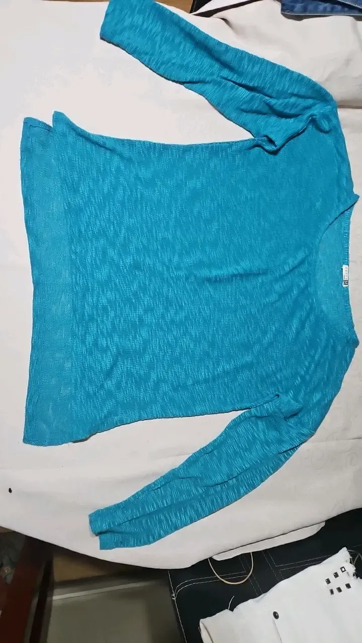 Chaleco manga larga azul para mujer