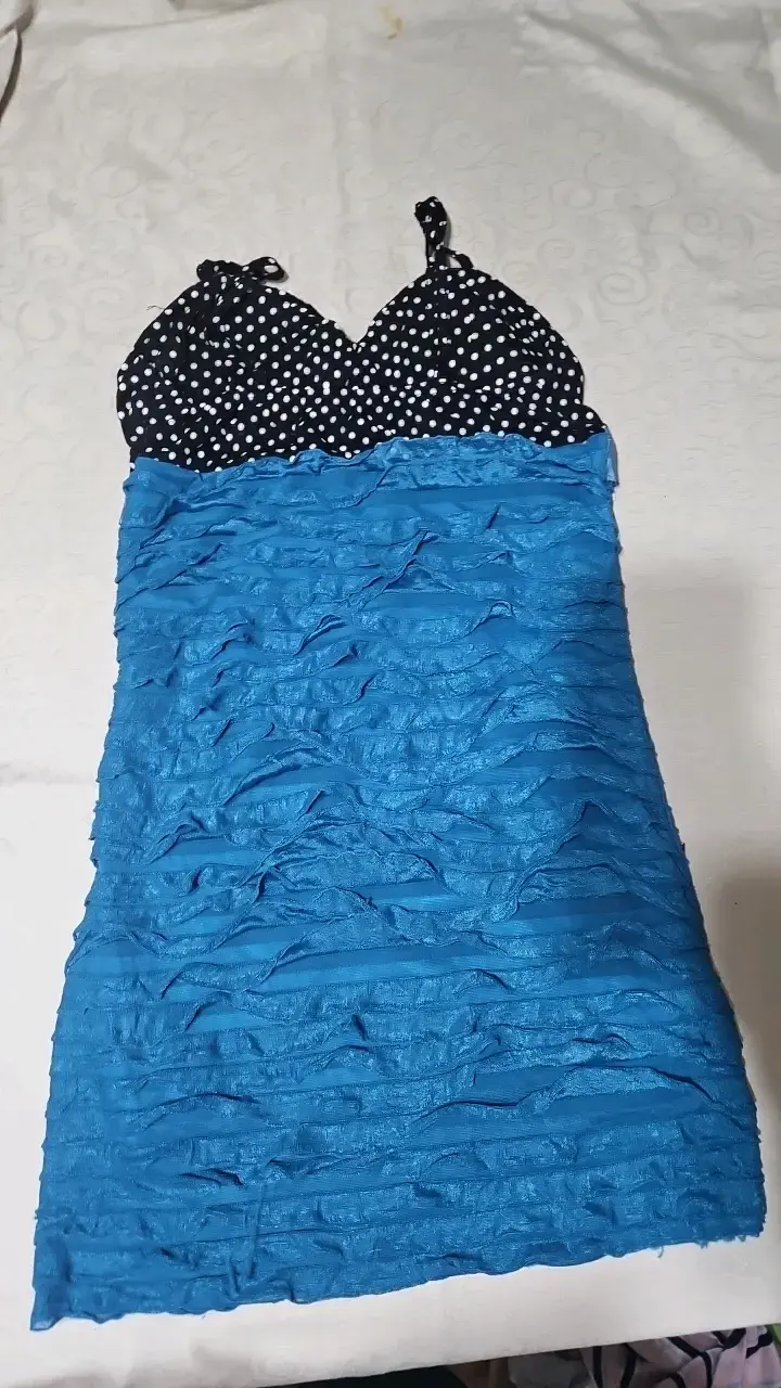 Vestido azul con top de lunares - 2
