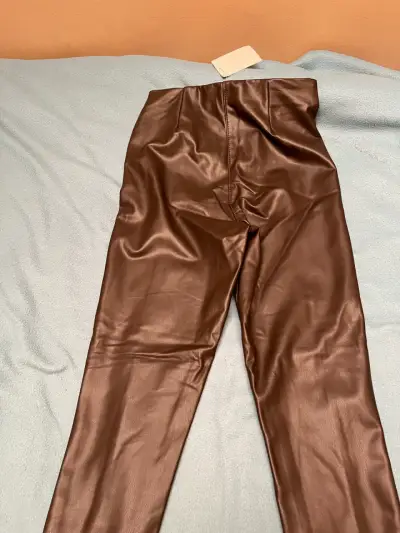 Leggings de ecocuero marrón para mujer talla XS - miniatura 2