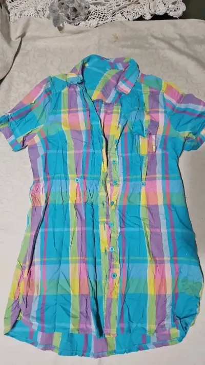 Blusa de cuadros multicolor para mujer - miniatura 1