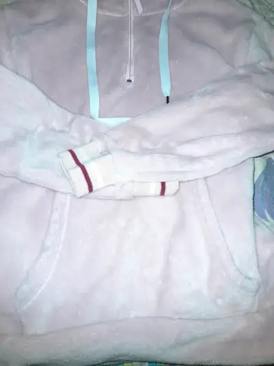 Polerón de felpa rosado con capucha de niña - miniatura 4