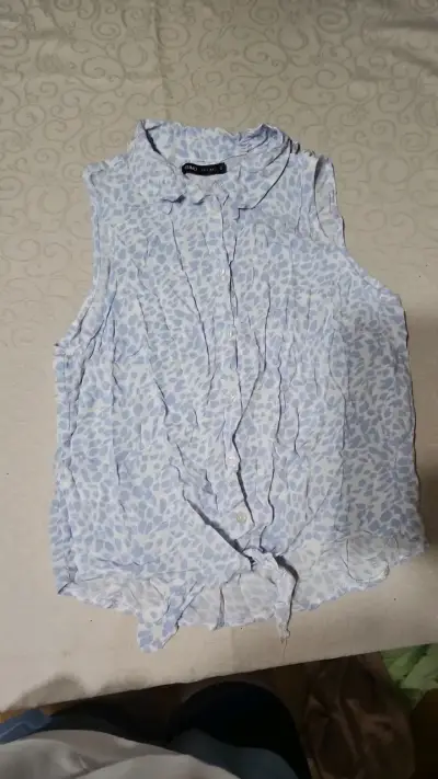 Blusa sin mangas estampada azul Simo - miniatura 1