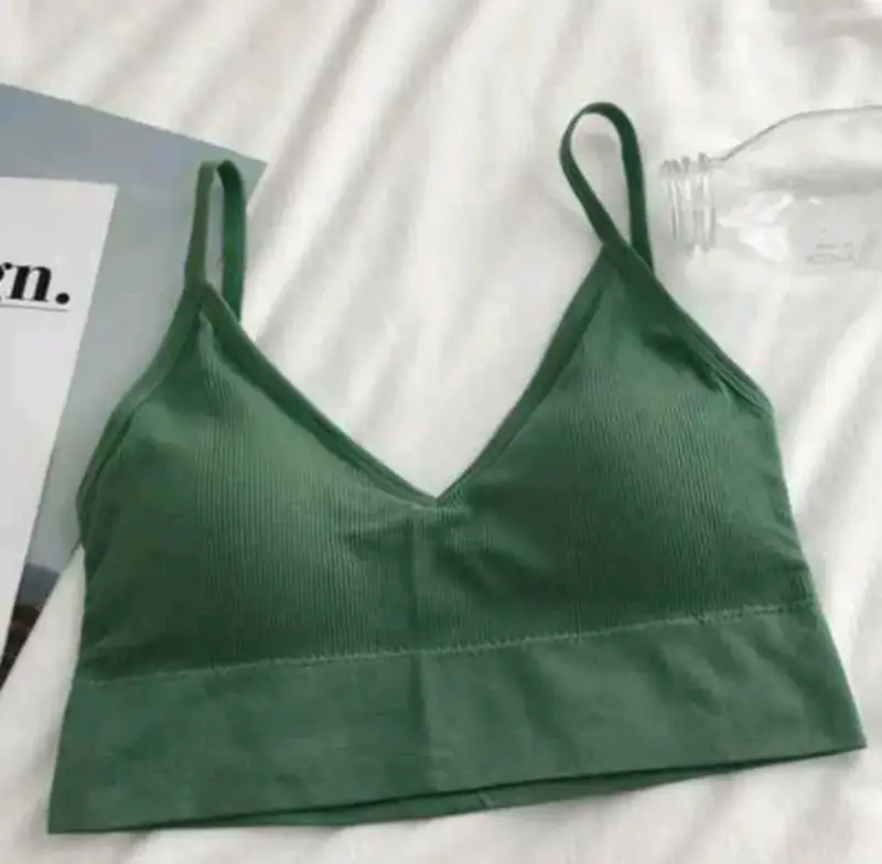 Bralette verde y negro con tirantes delgados - 1