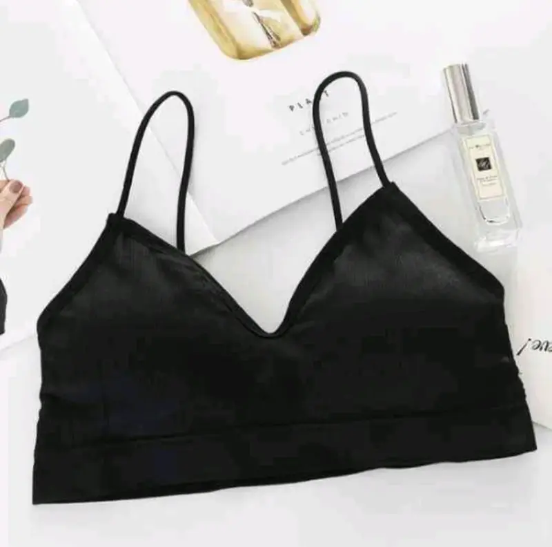 Bralette verde y negro con tirantes delgados - 2