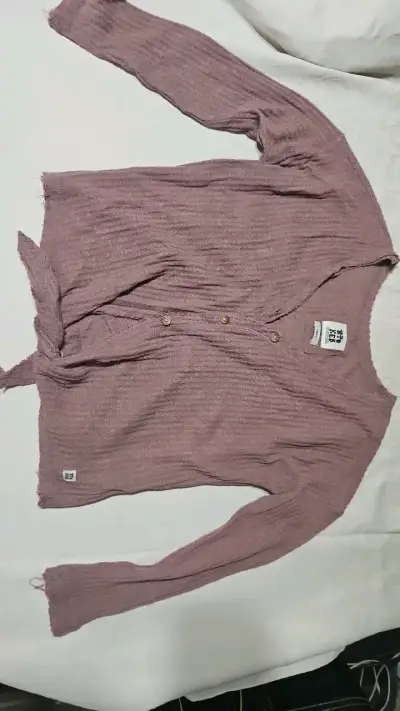 Cardigan de punto morado para mujer - miniatura 1