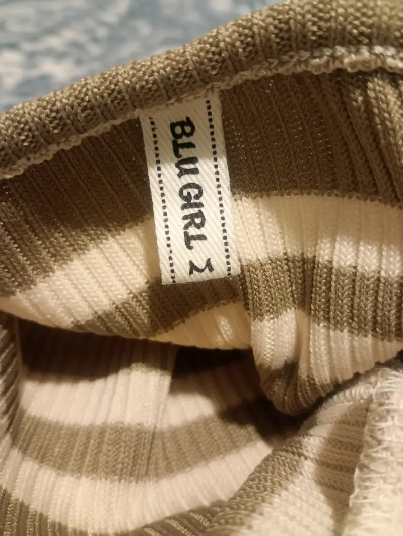 Top halter rayado beige y blanco - 3