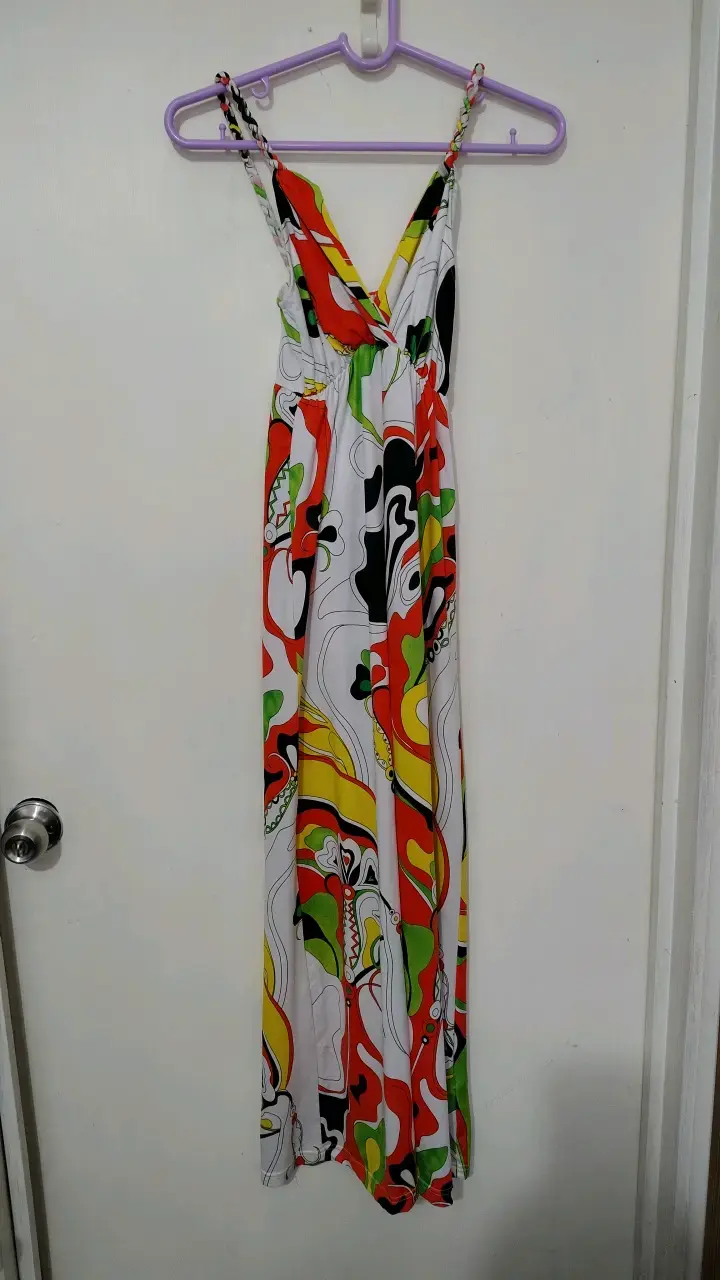 Vestido largo estampado colorido para mujer
