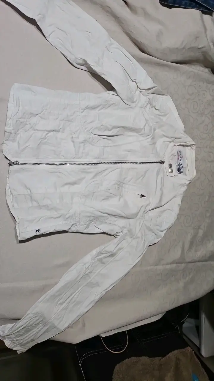 Chaqueta blanca de algodón con cierre - 1
