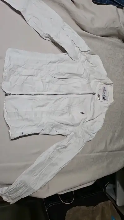 Chaqueta blanca de algodón con cierre - miniatura 1