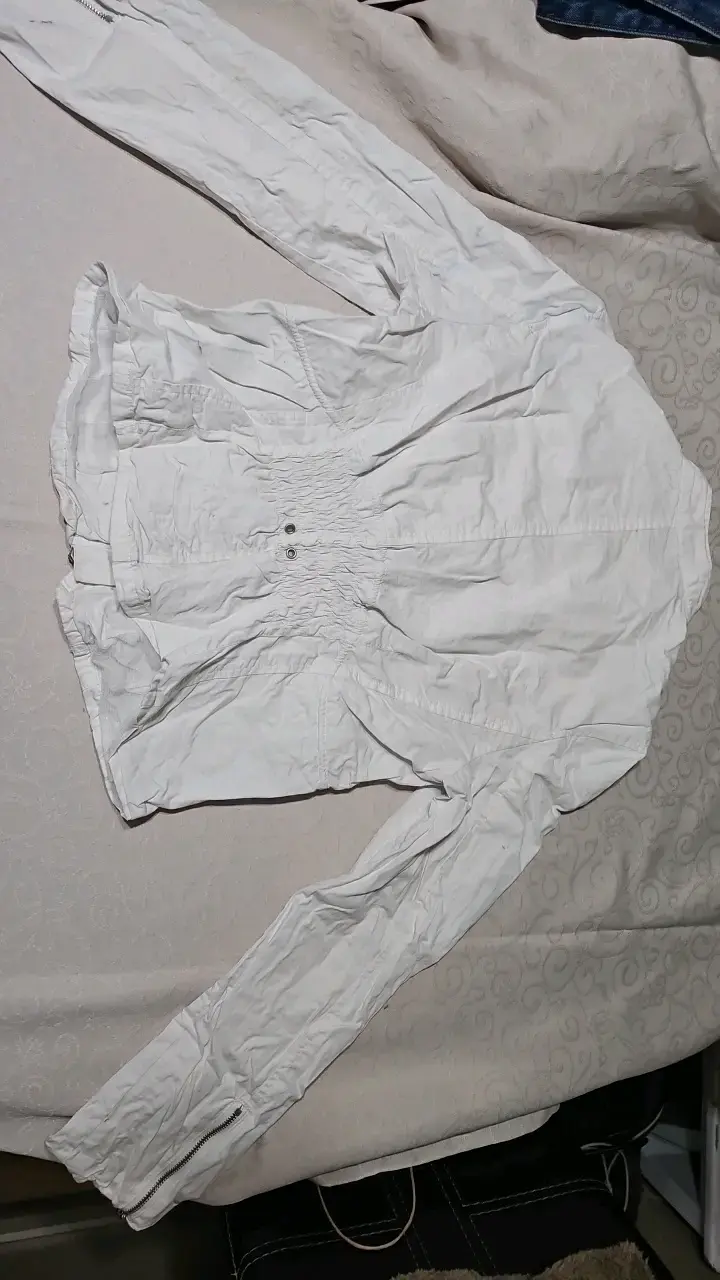 Chaqueta blanca de algodón con cierre - 2
