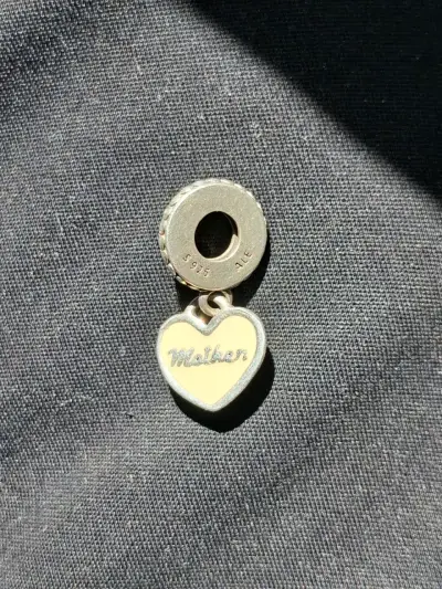 Charm de plata 925 con corazón 'Mother' - miniatura 1