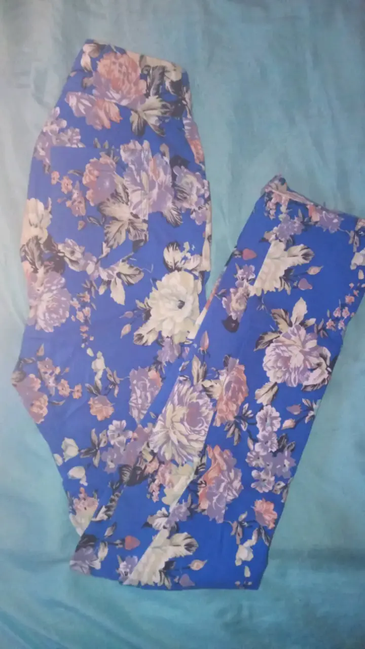 Pantalones florales azul mujer