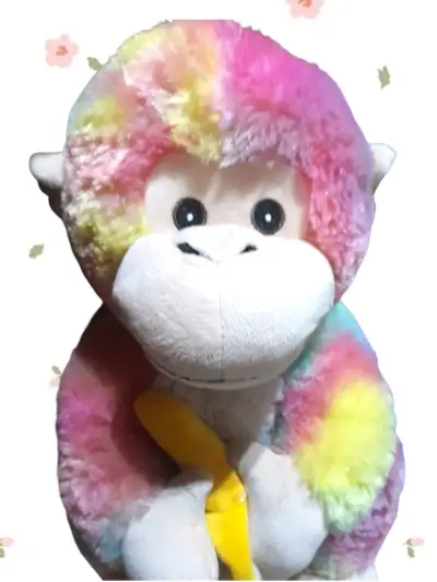 Peluche de mono arcoíris con plátano - miniatura 2