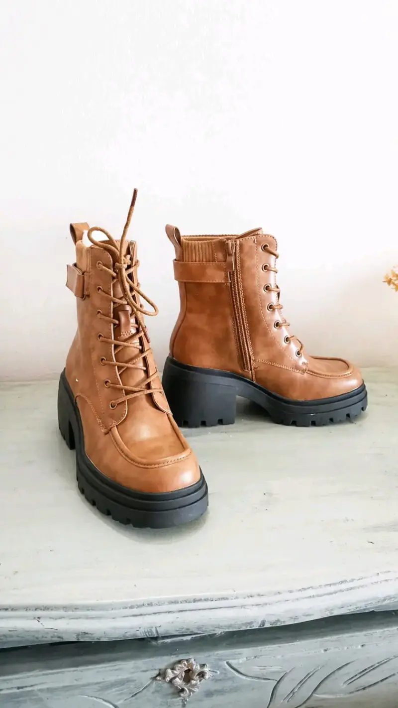 Botines de cuero marrón con plataforma - 2