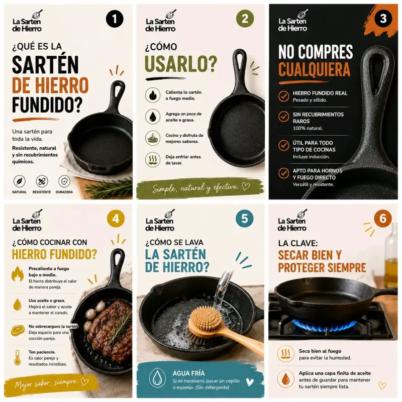 Set de 3 sartenes de hierro fundido - 2