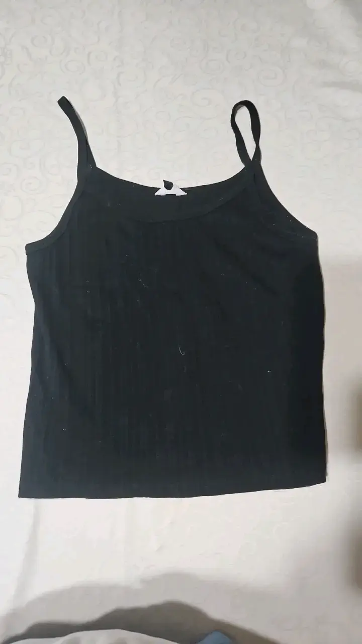 Polera negra de tirantes para mujer - 1