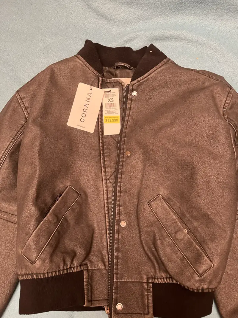 Chaqueta bomber de eco cuero gris - 5