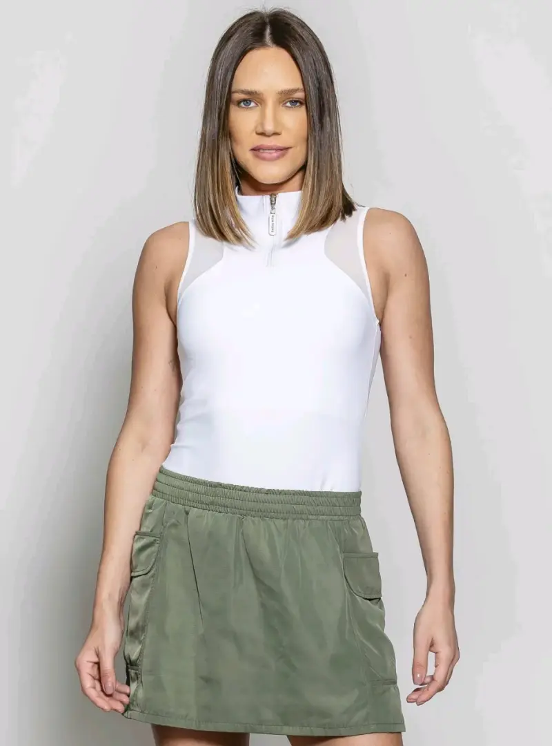 Body Nuevo sin mangas blanca con cierre
