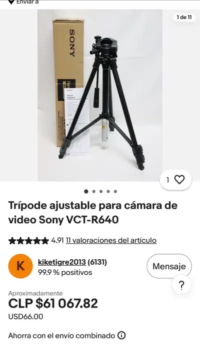 Trípode Sony VCT - R640 ajustable para cámaras - miniatura 6