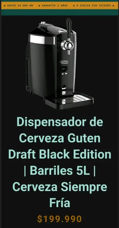 Dispensador de cerveza Guten Brew con barril - miniatura 2