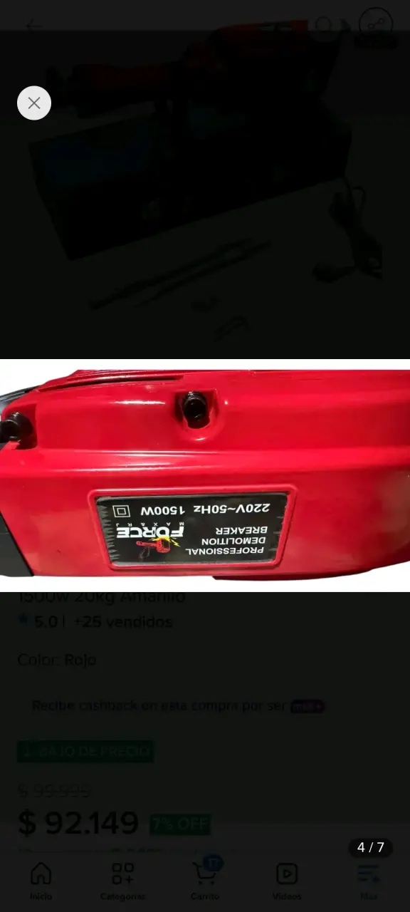 Martillo demoledor eléctrico rojo con accesorios - 3