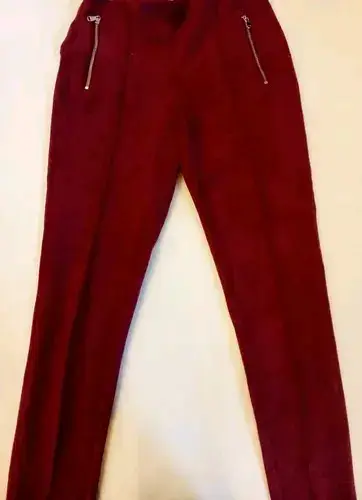 Pantalones Basement Basic burdeos con cierre - miniatura 2
