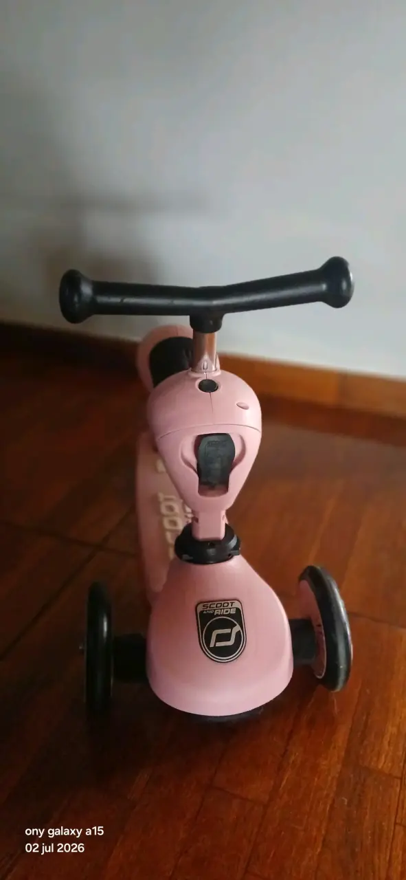Scooter infantil dos posiciones  rosa con asiento - 3