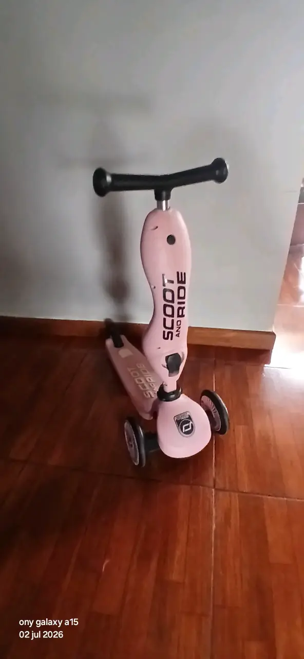 Scooter infantil dos posiciones  rosa con asiento - 5