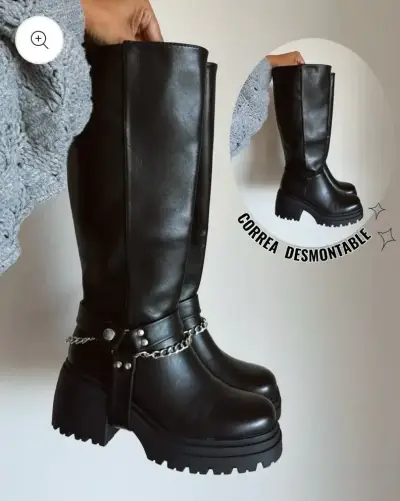 Botas negras con correa desmontable - miniatura 1