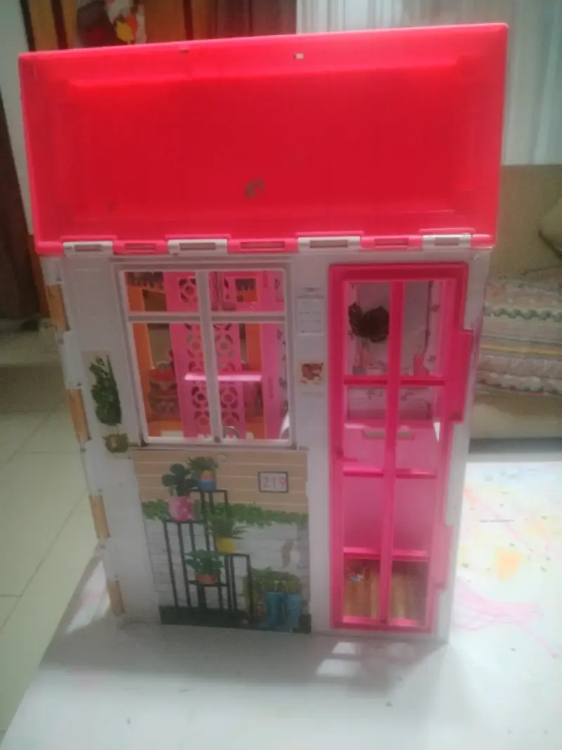 Casa de muñecas de plástico rosa barbie original - 1